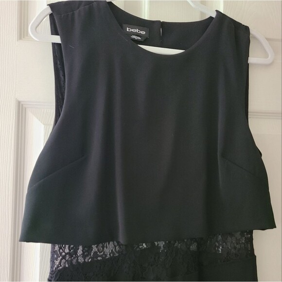 vintage Y2K bebe jumpsuit sleeveless black lace accent ankle zip size 10 - Picture 4 of 10